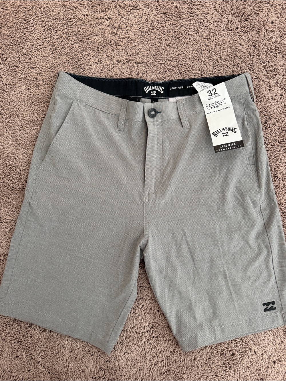 Billabong Men's Light Gray Flat Front Shorts